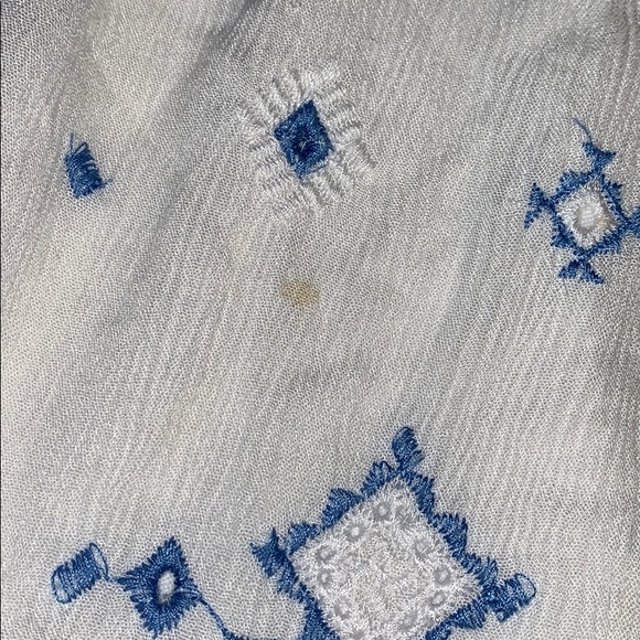 M off shoulder summer Dress white with blue detail - Picture 11 of 13